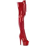 ADORE-3021GP Pleaser high heels platform peep toe thig high boot red glitter patent
