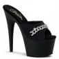 Preview: ADORE-701PS-2 Pleaser High-Heels Plateaupantoletten schwarz mit Glitzerkette