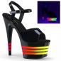 Preview: ADORE-709UVLN Pleaser high heels platform ankle strap sandal black uv multicolor lines