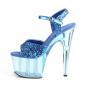 Preview: ADORE-710GT Pleaser High-Heels Plateau Sandaletten blau gefärbt Glitter