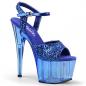 Preview: ADORE-710GT Pleaser High-Heels Plateau Sandaletten blau gefärbt Glitter