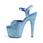 Preview: ADORE-710LG Pleaser high heels platform sandal blue holographic glitter