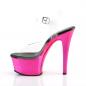 Preview: ASPIRE-608 Pleaser High-Heels vegane Plateausandaletten klar hotpink chrom