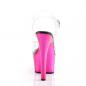 Preview: ASPIRE-608 Pleaser High-Heels vegane Plateausandaletten klar hotpink chrom