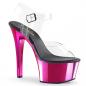 Preview: ASPIRE-608 Pleaser High-Heels vegane Plateausandaletten klar hotpink chrom