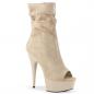 Preview: DELIGHT-1031 Pleaser high heels crash-look platform peep toe ankle boots beige