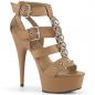 Preview: DELIGHT-658 Pleaser high heels platform t-strap close back sandal taupe matte metal rings