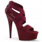 Preview: DELIGHT-669 Pleaser High-Heels Sandaletten burgund Lederoptik mit Elastikbändern
