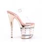 Preview: FLAMINGO-808CHLN Pleaser High-Heels Linien-Plateau Sandaletten klar rosegold Chrom