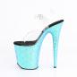 Preview: FLAMINGO-808MSLG Pleaser High-Heels Plateau Sandaletten klar aqua multiglitter