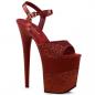 Preview: FLAMINGO-809-2G Pleaser High-Heels Plateau Sandaletten rubinrot glitter