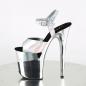 Preview: FLAMINGO-809HG vegan Pleaser high heels ankle strap sandal silver hologram chrome
