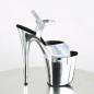 Preview: FLAMINGO-809HG vegan Pleaser high heels ankle strap sandal silver hologram chrome
