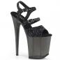 Preview: FLAMINGO-874 Pleaser high heels platform sandal black glitter frosted