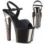 Preview: HEX-709 Pleaser High-Heels Plateausandaletten schwarz zinn chrom fünf Totenköpfe