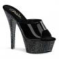 Preview: KISS-201MG Pleaser high heels platform mules black patent mini glitter