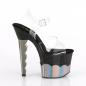 Preview: SCALLOP-708-2HGM Pleaser high heels platform ankle strap sandal clear black pewter chrom