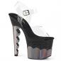 Preview: SCALLOP-708-2HGM Pleaser high heels platform ankle strap sandal clear black pewter chrom