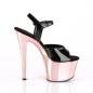 Preview: SKY-309 Pleaser High-Heels Plateausandaletten schwarz Lack rosegold Chrom