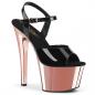 Preview: SKY-309 Pleaser High-Heels Plateausandaletten schwarz Lack rosegold Chrom