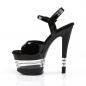 Preview: SKY-309LN Pleaser high heels lined platform ankle strap sandal black patent
