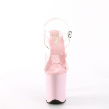 FLAMINGO-808 elegante Pleaser High-Heels Plateausandaletten transparent babypink