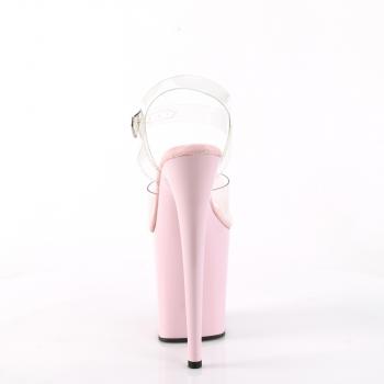 FLAMINGO-808 elegante Pleaser High-Heels Plateausandaletten transparent babypink