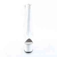 ADORE-1018 Pleaser Damen High-Heels Plateaustiefeletten weiß Lack Fersen- Zehenoffen