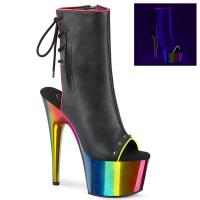 ADORE-1018RC-02 Pleaser Damen High Heels Plateaustiefeletten black regenbogen Chrom