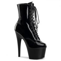 ADORE-1020 Pleaser High-Heels Plateau Schnürstiefeletten schwarz Lack