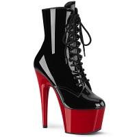 ADORE-1020 Pleaser High-Heels Plateau Schnürstiefeletten schwarz Lack rot