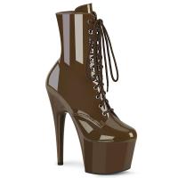 ADORE-1020 Pleaser high heels platform lace-up ankle boot mocha patent