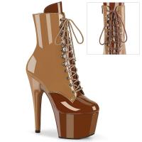 ADORE-1020DC Pleaser High Heels zweifarbige Plateaustiefeletten toffee karamell Lack