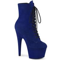 ADORE-1020FS Pleaser High-Heels Plateaustiefeletten royalblau Velours Schnürung vorn