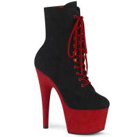 ADORE-1020FSTT Pleaser vegan lady high heels platform ankle boot black red suede