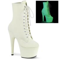 ADORE-1020GD Ppleaser vegan high heels platform ankle boot white glow matte