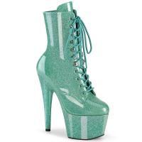 ADORE-1020GP Pleaser vegan ladies high heels ankle boot aqua glitter patent