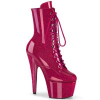 ADORE-1020GP Pleaser vegan ladies high heels ankle boot fuchsia glitter patent