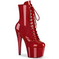 ADORE-1020GP Pleaser vegan ladies high heels ankle boot ruby red glitter patent