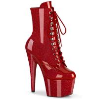 ADORE-1020GP Pleaser Damen High Heels Plateaustiefeletten rubinrot Glitter Lack