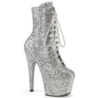 ADORE-1020GWR Pleaser vegan stiletto platform high heels ankle boot silver glitter