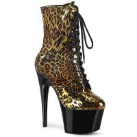 ADORE-1020LP Pleaser vegan high heels platform ankle boot gold leo print metallic