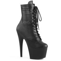 ADORE-1020PK Pleaser high heels platform lace-up ankle boot black vegan leather
