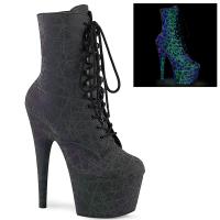 ADORE-1020REFL Pleaser vegan platform high heels ankle boot reflective green purple lines
