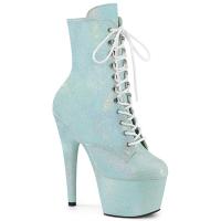 ADORE-1020SDG Pleaser Damen High Heels Plateaustiefeletten babyblau Sägespänen Glitter