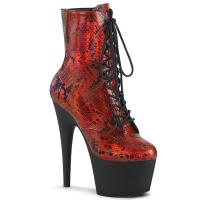 ADORE-1020SP vegan Pleaser high heels ankle boot red holo snake print black matte