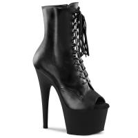 ADORE-1021 Pleaser high heels platform peep toe lace-up ankle boot black leather
