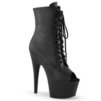 ADORE-1021 Pleaser High-Heels Plateaustiefeletten zehenoffen schwarz Lederoptik