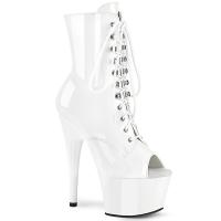 ADORE-1021 Pleaser high heels platform peep toe lace-up ankle boot white patent