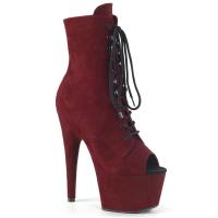 ADORE-1021FS Pleaser High-Heels Peep-Toe Plateaustiefeletten burgund Velours